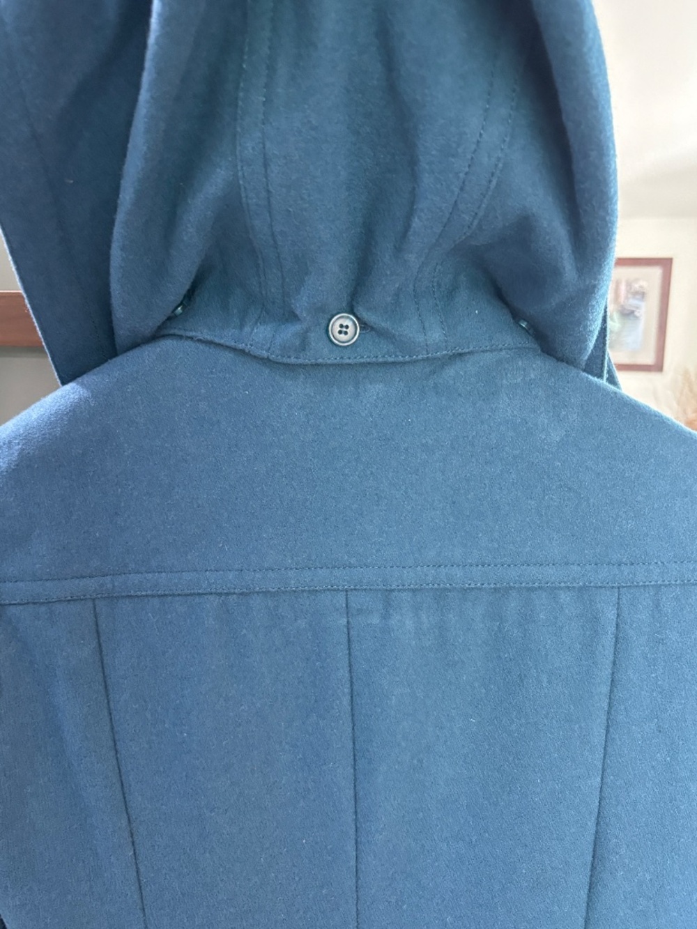Forever 21 Wool Blend Hooded Pea Coat - Teal Blue Size M - Picture 9 of 11